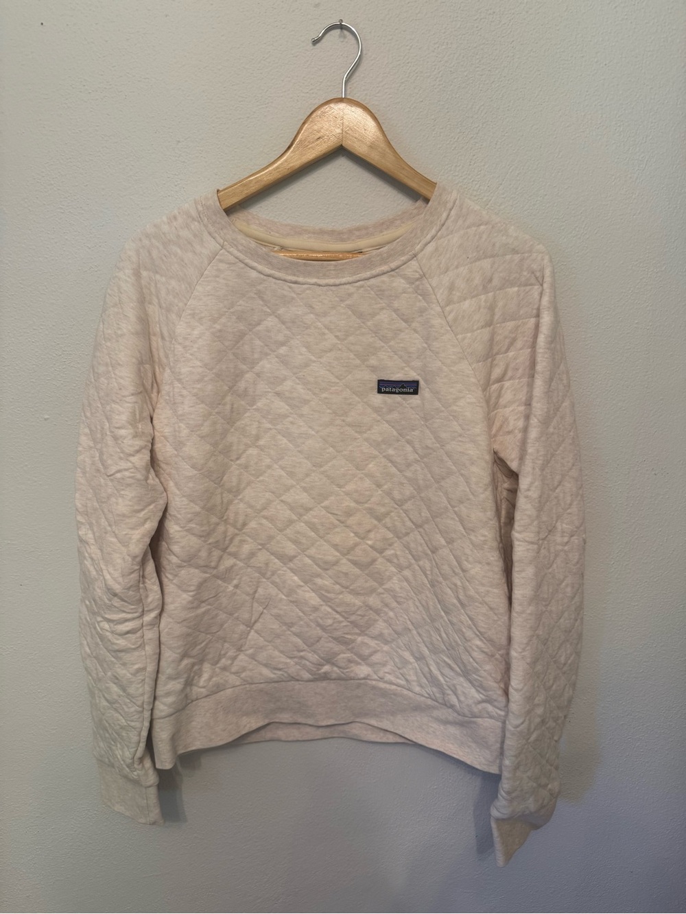 Patagonia Quilted Crewneck Sweatshirt - Cream with Black Logo